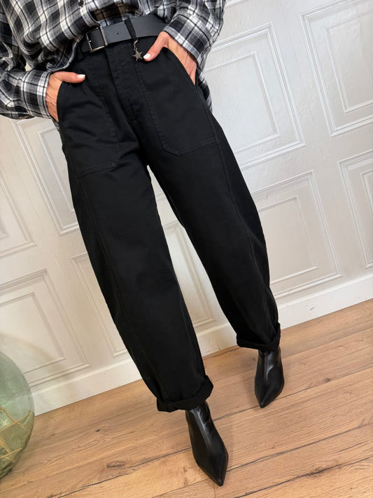 Pantalone egg fit stellina nero - SusyMix