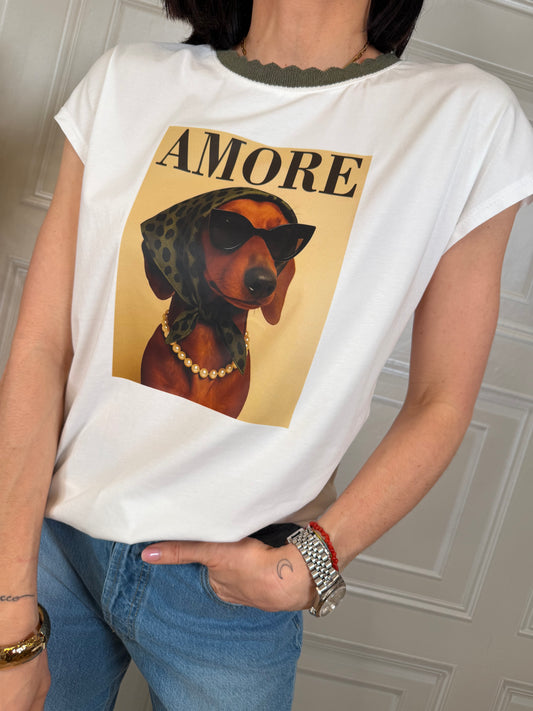 T-shirt bassotto chic amore - Hola selection