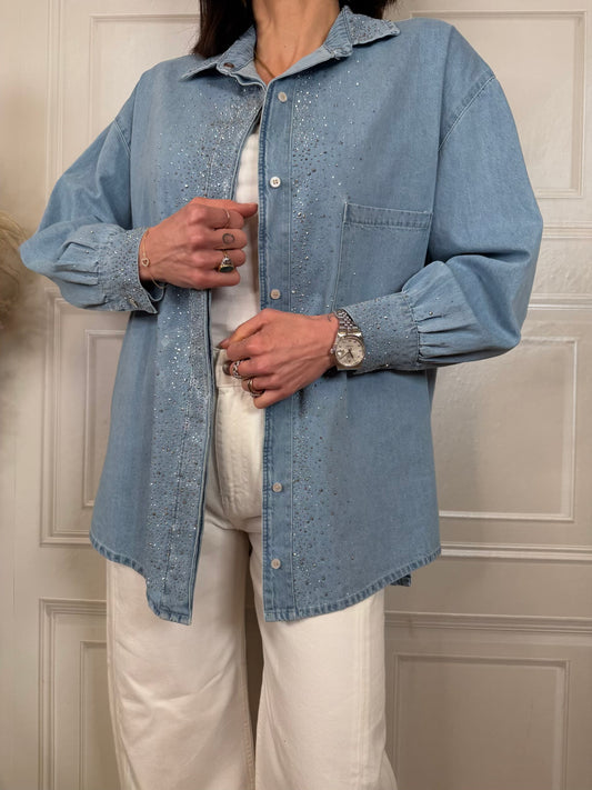 Camicia denim pioggia di strass - Haveone