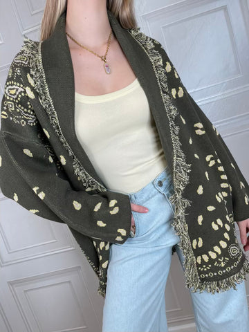 Cardigan Alanui bandana verde - Tensione In