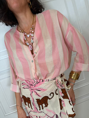 Camicia righe rosa e bianco - Kikisix
