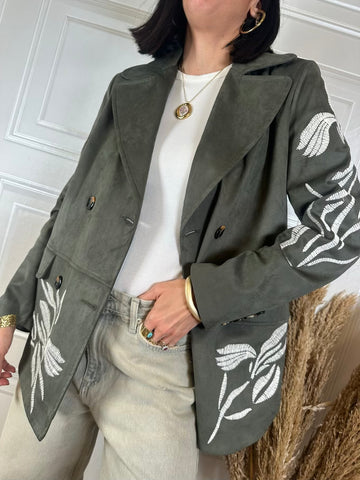 Giacca eco camoscio ricami - SusyMix