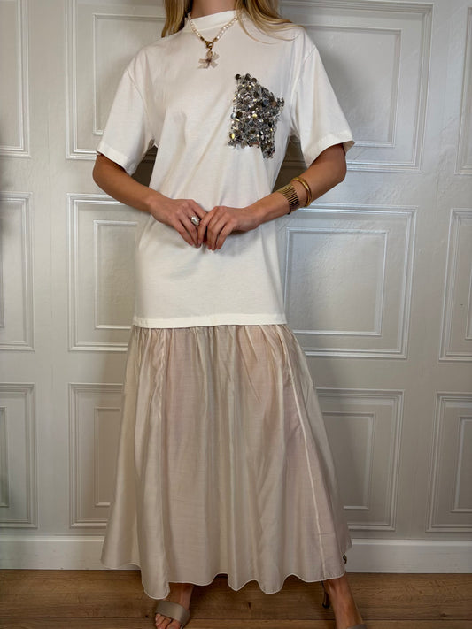 Abito T-shirt tasca paillettes - Tensione In