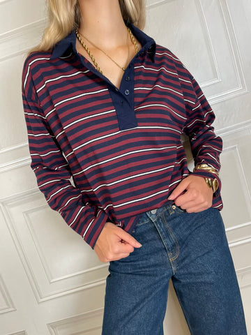 Polo bottoncini blu e bordeaux - Haveone