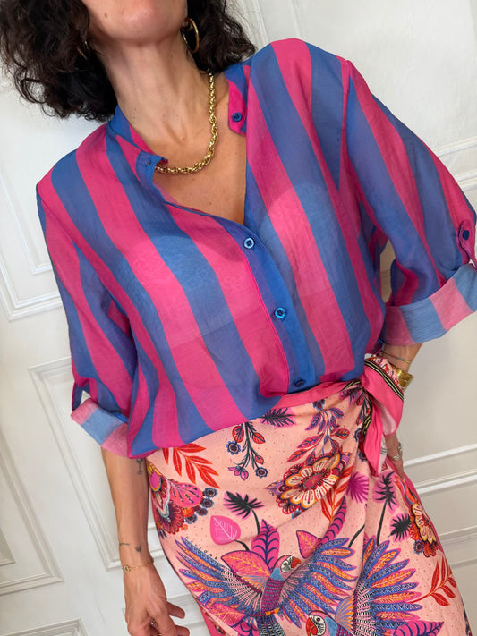 Camicia righe fucsia e bluette - Haveone