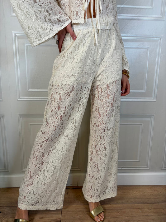 Pantalone palazzo pizzo burro - Kikisix