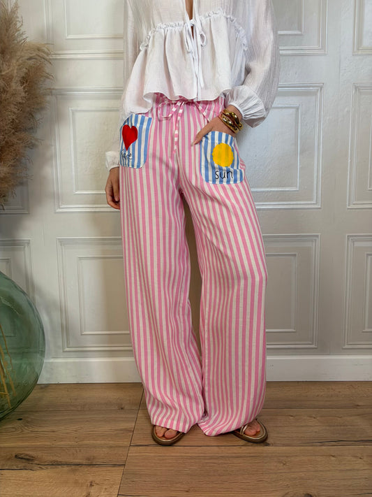 Pantalone rigato love - Hola Selection