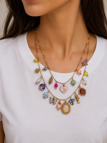 Collana Bloom multicharms - Hola