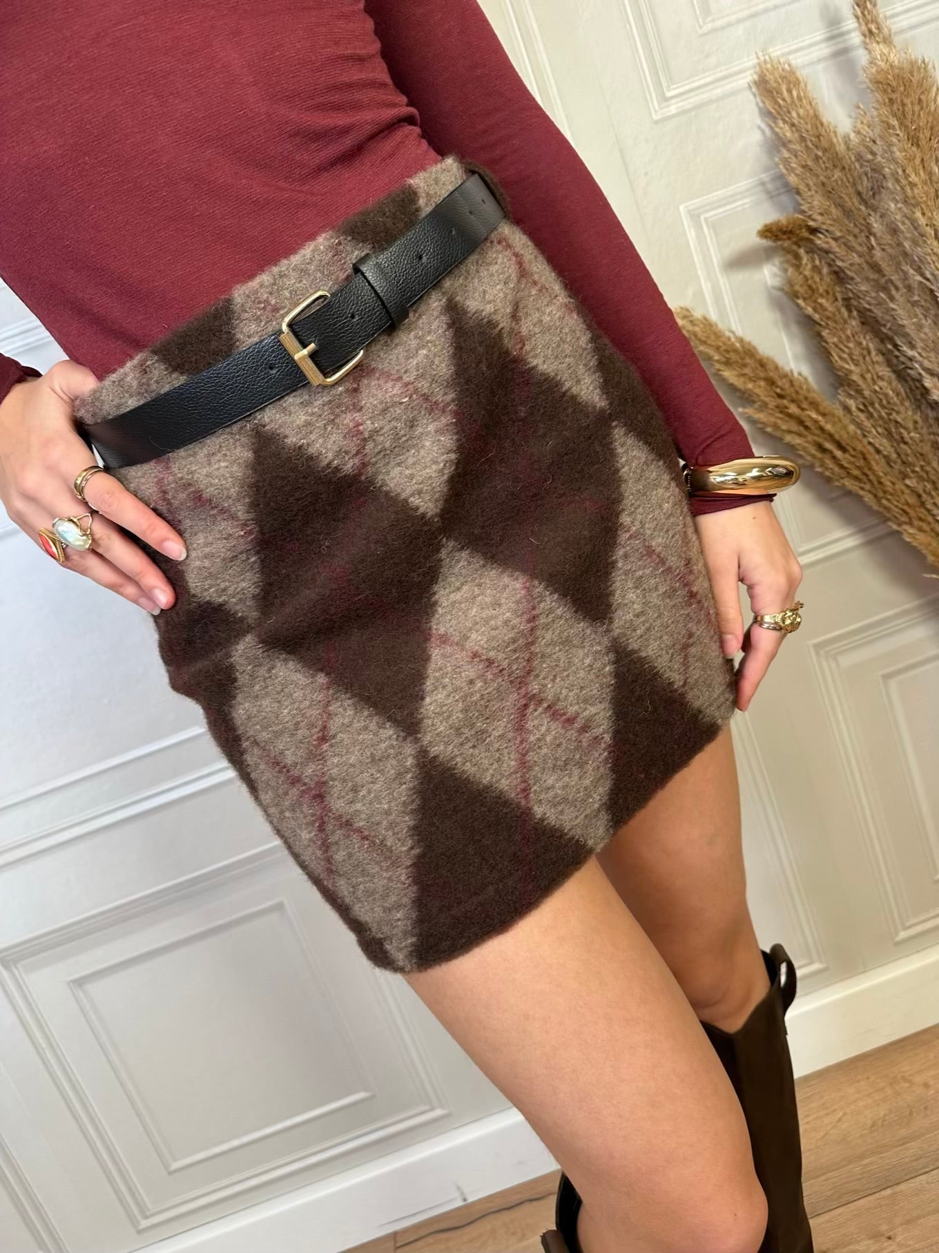 Minigonna in pannetto losanghe - Haveone