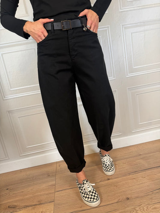 Pantalone carrot cuoricino nero - SusyMix