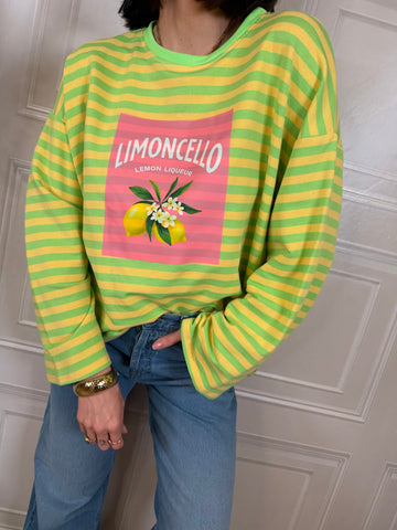 T-shirt felpa righe limoncello manica lunga - Hola selection