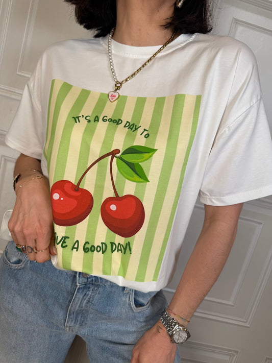 T-shirt ciliegie it’s a good day…- Hola selection