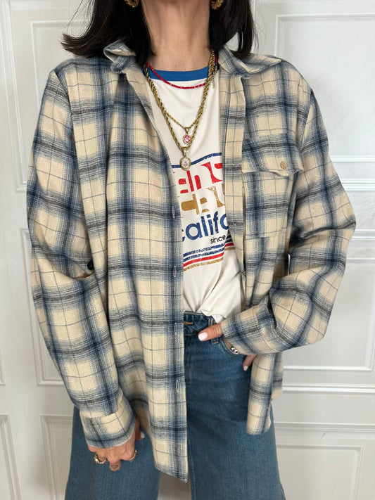 Camicia check panna e blu  - Vicolo