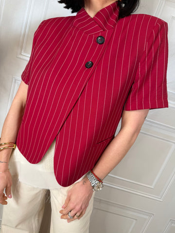 Giacca gessata rosso manica corta - Haveone