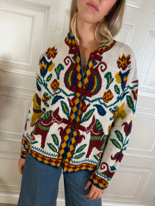 Cardigan Dakota rosso e panna - Vicolo