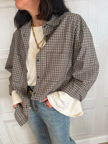Camicia quadrettini moro e burro - Haveone