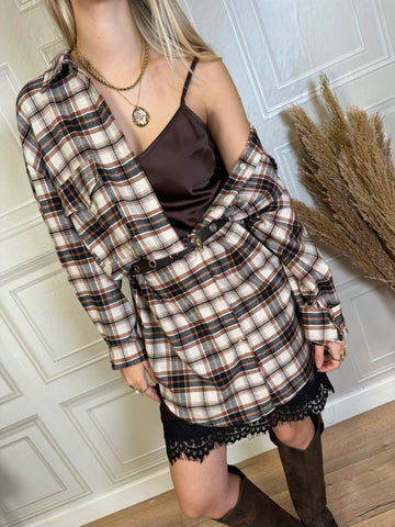 Abito chemisier check con lingerie - Tensione In