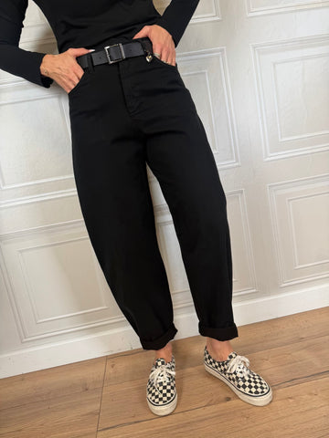 Pantalone carrot cuoricino nero - SusyMix
