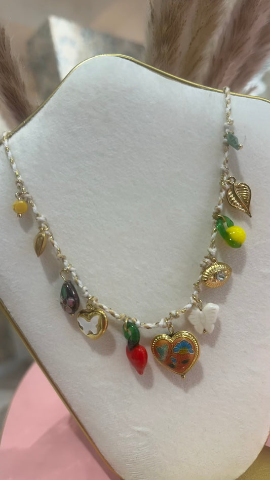 Collana filo treccia e charms - Hola selection