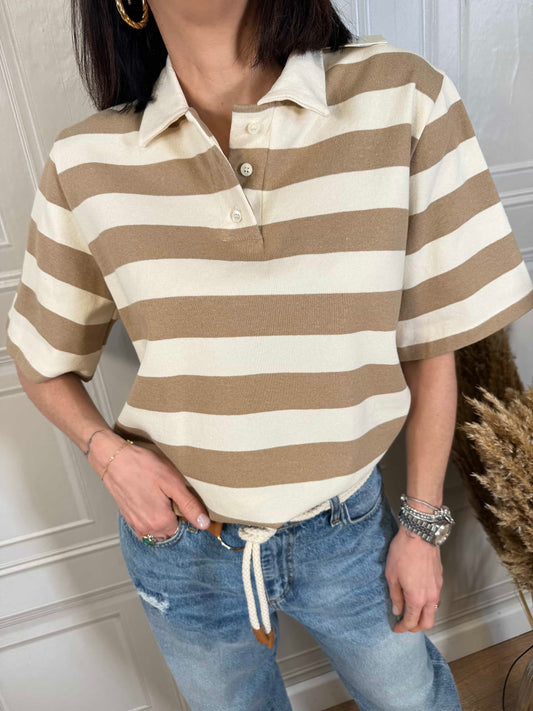 Polo righe burro e beige - Vicolo