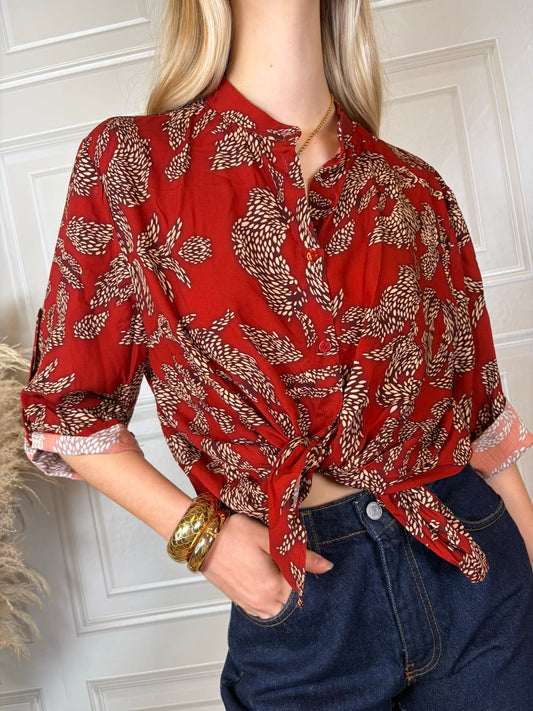 Camicia fantasia collo alla coreana - Haveone