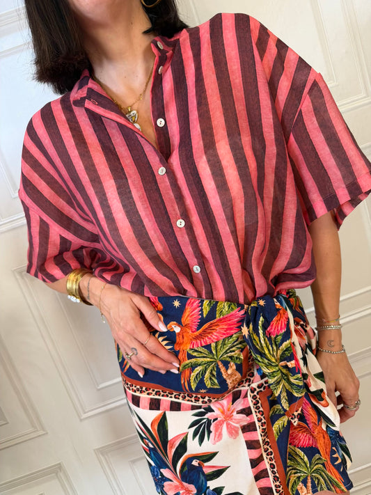 Camicia righe fragola e burgundy - Tensione In