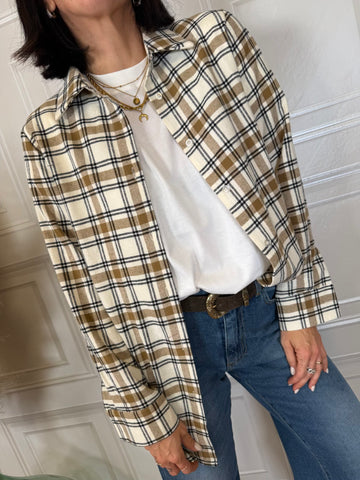 Camicia check cammello e panna - Susymix