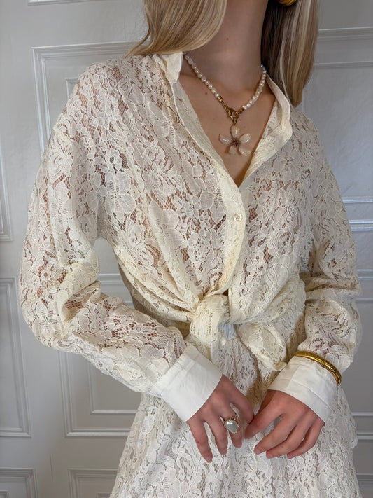 Camicia pizzo collo coreana burro - Kikisix