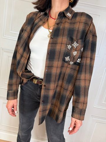 Camicia check cabochon marrone - Vicolo