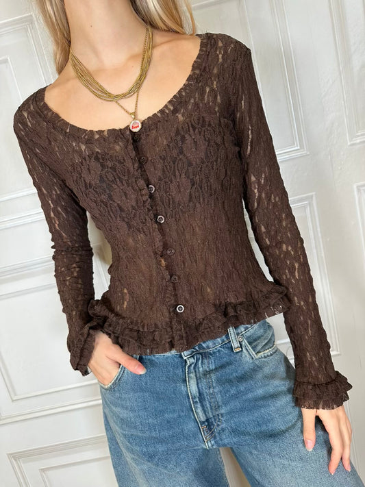 Maglia pizzo rouches moro - Haveone