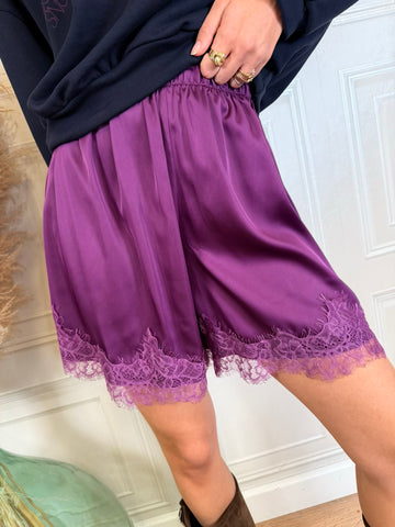 Pantaloncino lingerie pizzo viola - HaveOne