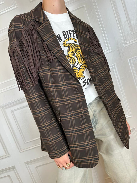 Giacca Blazer Frange Check moro - Haveone