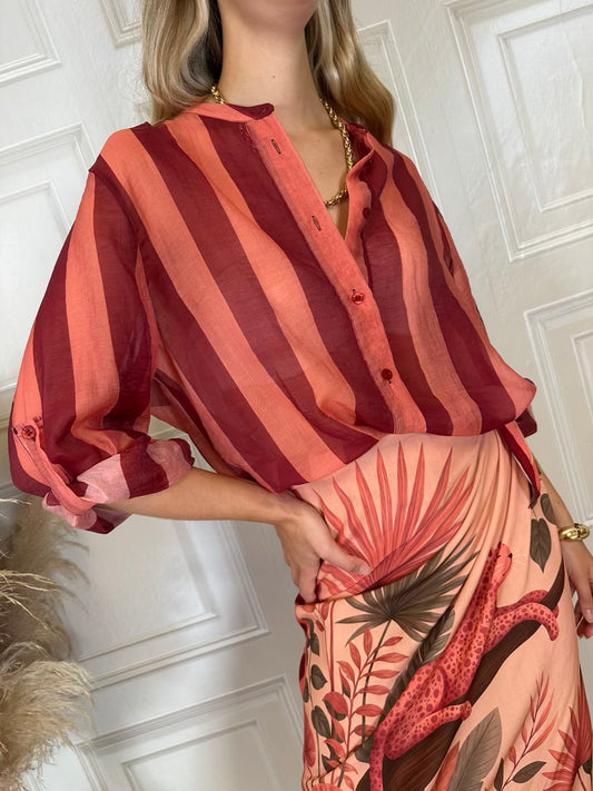 Camicia righe salmone e india - Haveone
