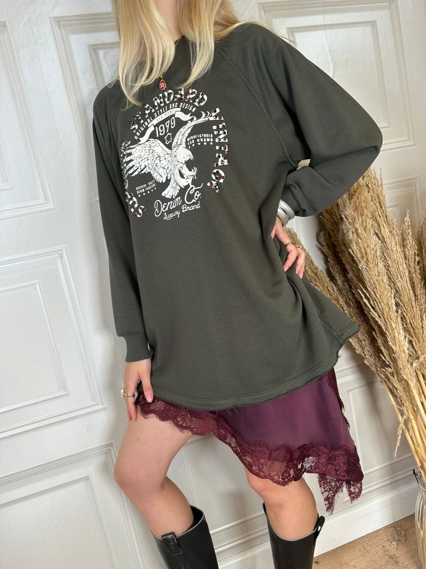 Felpa aquila vintage strass - Philia Loft
