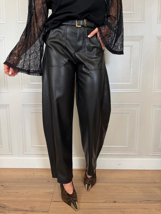 Pantalone barrel ecopelle nero - SusyMix