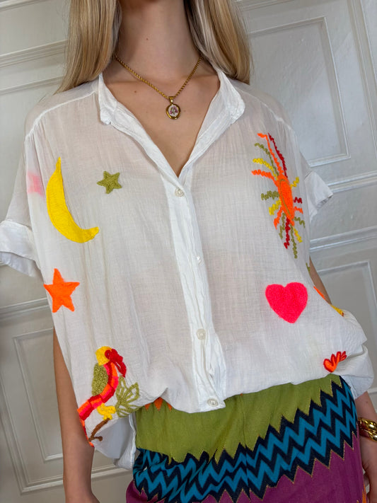 Camicia Frida cotone ricami - hola selection