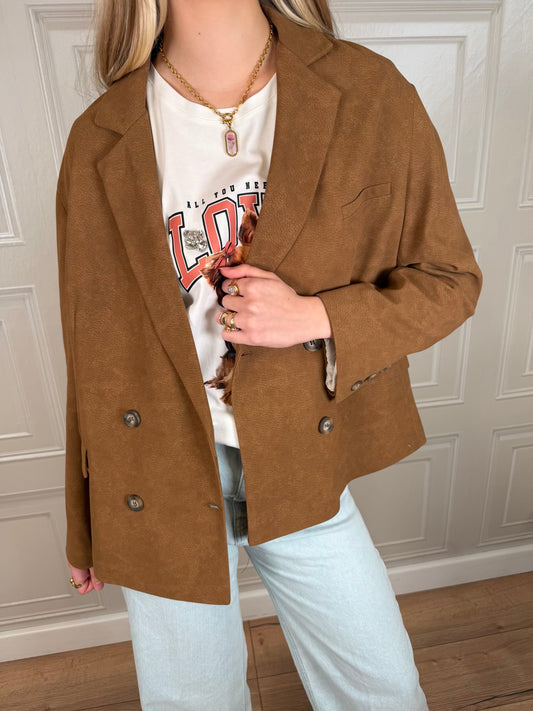 Blazer scamosciato doppiopetto - TensioneIn