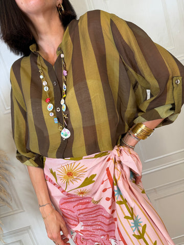 Camicia righe moro olio - Haveone