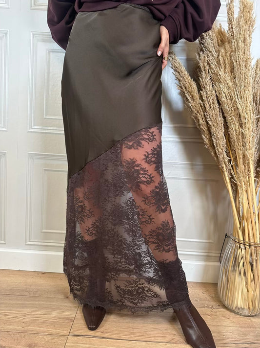 Longuette satin pannello pizzo - Haveone
