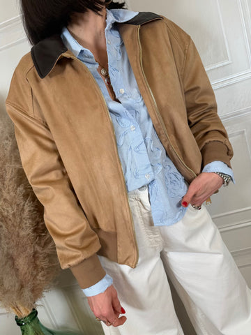 Bomber suede colletto intrecciato - Tensione in