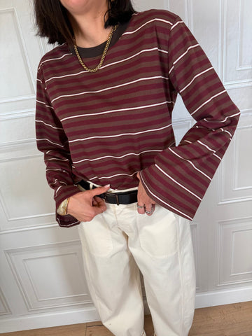 T-shirt righe campana bordeaux - Susymix