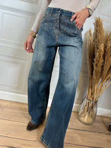 Jeans con strass Wide leg - Philia Loft