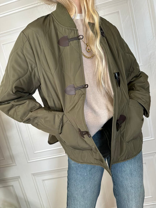 Bomber trapuntato alamari verde militare - SusyMix
