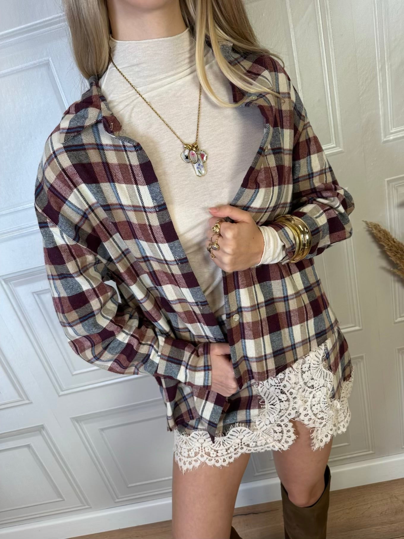 Camicia check vino- Haveone