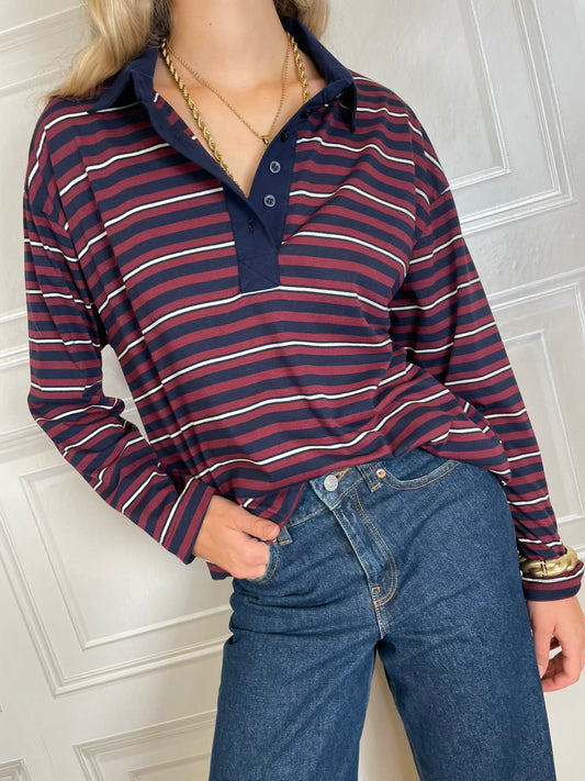 Polo bottoncini blu e bordeaux - Haveone