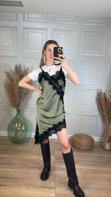 Abito lingerie pizzo verde - Haveone