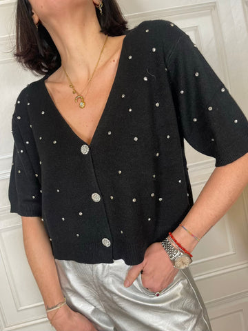 Pull strass e bottoni gioiello - Kikisix