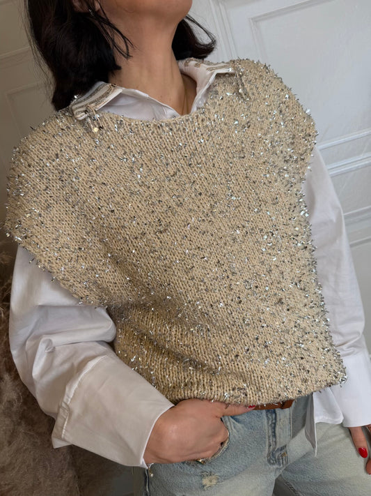 Gilet in maglia con pagliuzze - Haveone