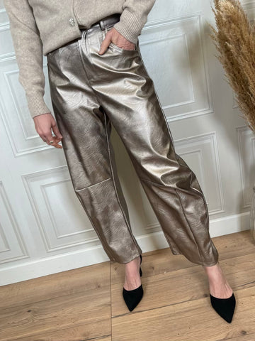 Pantalone barrel ecopelle laminato - Vicolo