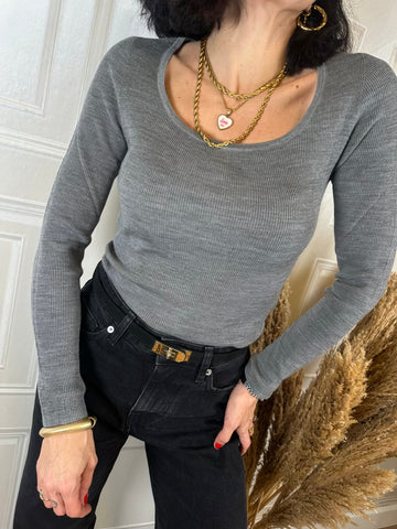 Maglia scollo quadro 100% merinos - Haveone